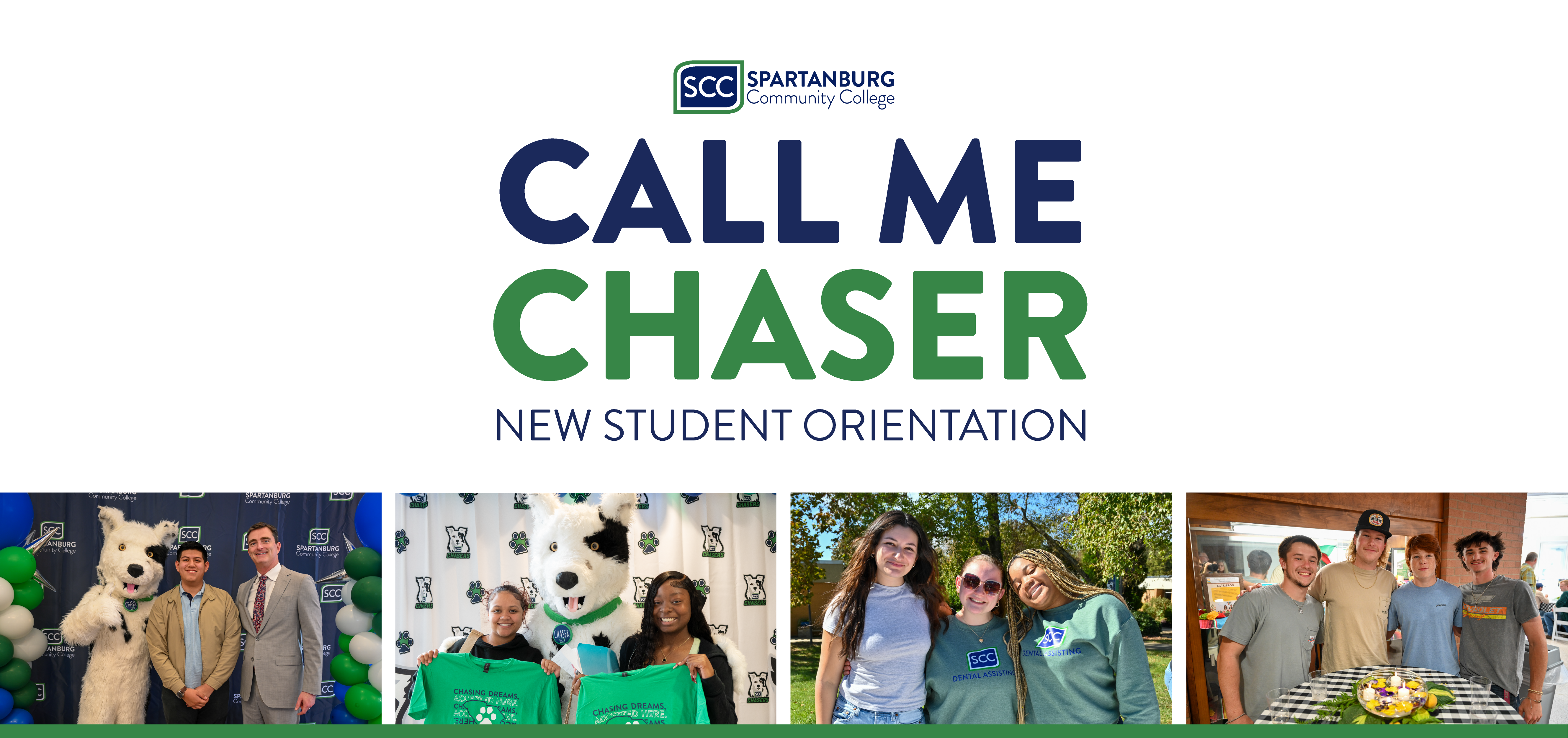 Graphic for SCC New Student Orientation with title Call Me Chaser
