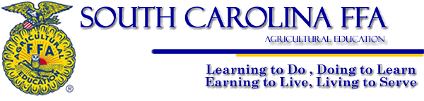 Promotional graphic featuring the South Carolina FFA logo and the organization's motto, “Learning to Do, Doing to Learn, Earning to Live, Living to Serve.” The graphic highlights agricultural education, leadership development, and career readiness opportunities through FFA programs in South Carolina.
