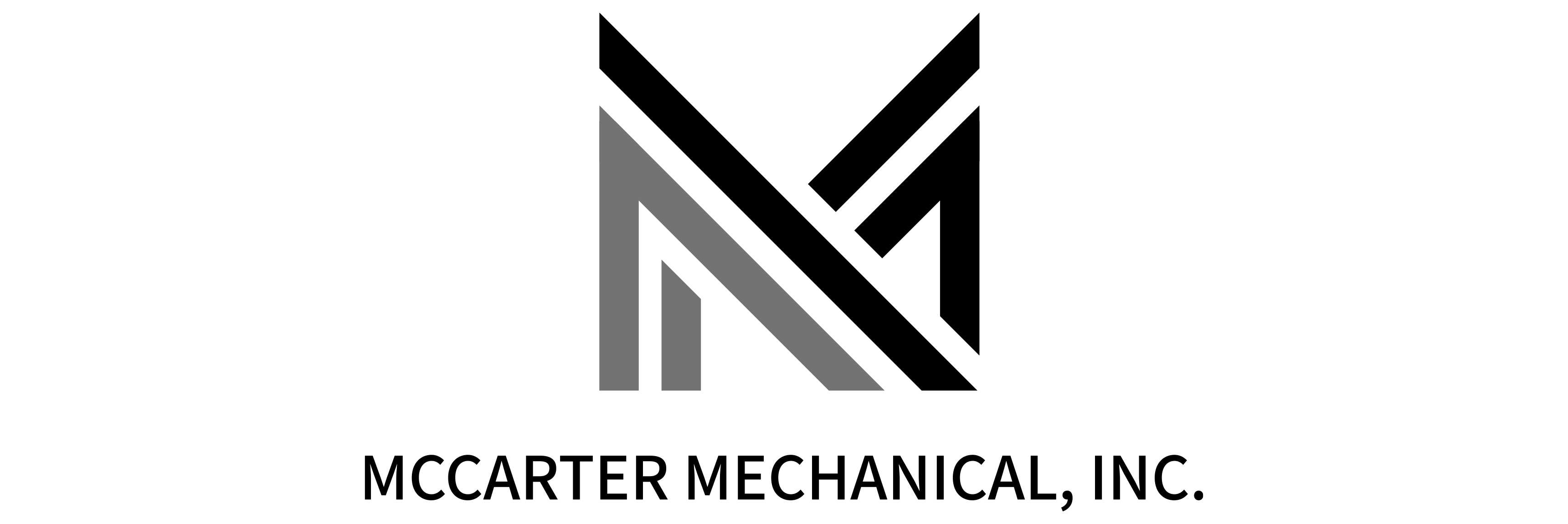 A company logo on a solid white background featuring a large, geometric monogram symbol of a stylized letter