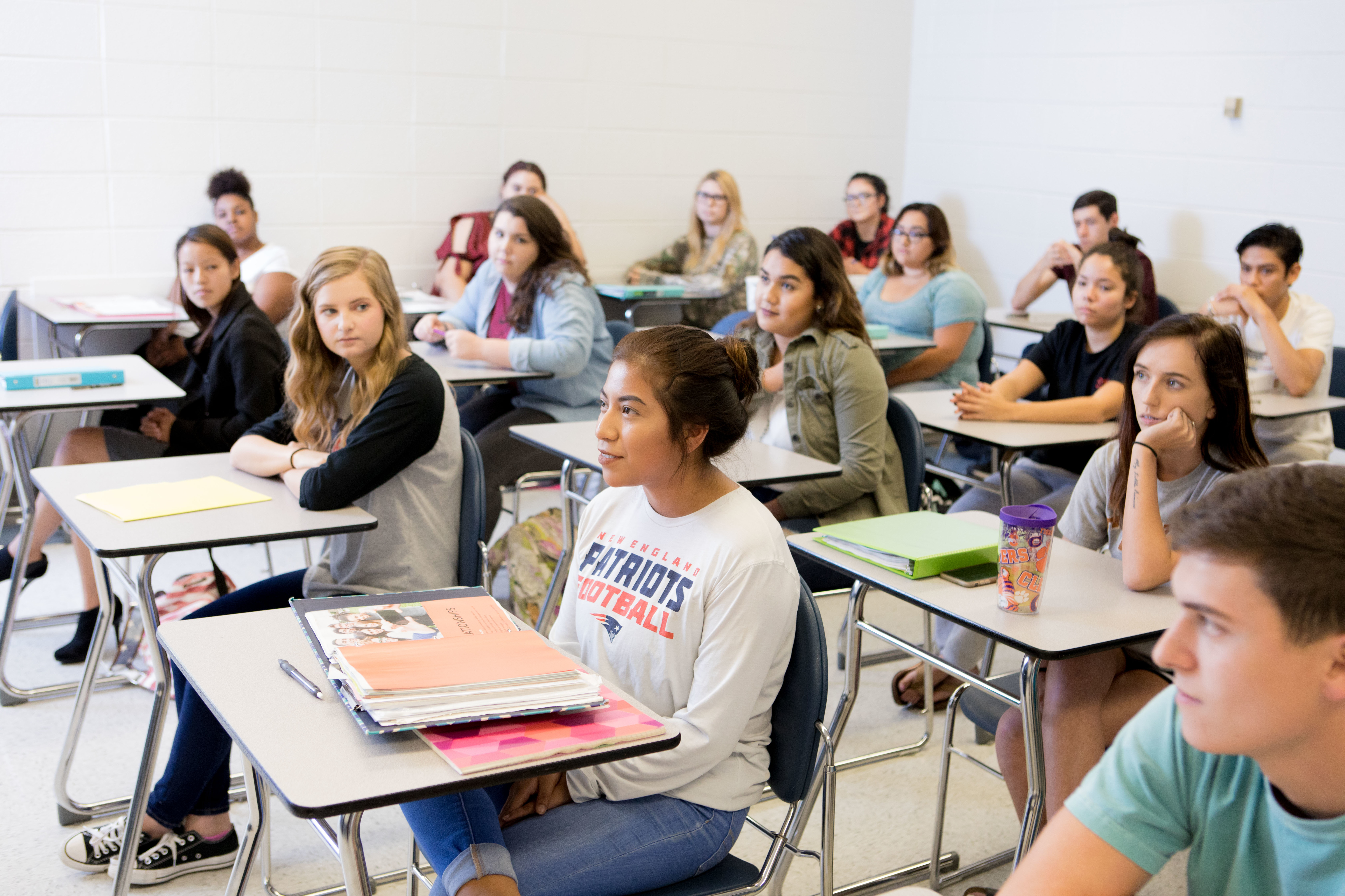 Students at desks in classroom