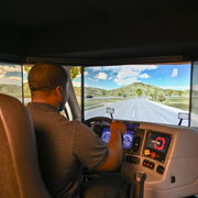 SCC student in Truck simulator course