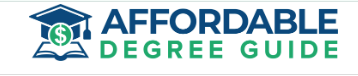 Logo for “Affordable Degree Guide” featuring a blue and green design with a graduation cap and dollar symbol icon above bold text reading “AFFORDABLE DEGREE GUIDE,” set on a clean white background emphasizing education and cost savings.