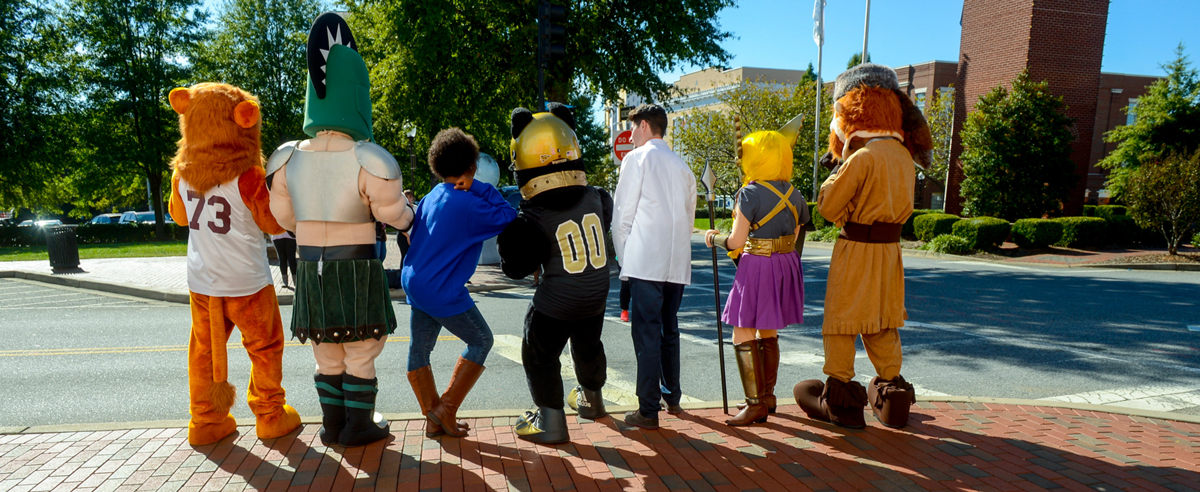 College Town school mascots on Main St.